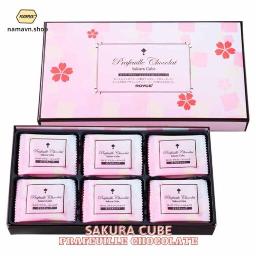 Sakura Cube Prafeuille Royce' - Socola tươi Hoa Anh Đào Nhật Bản