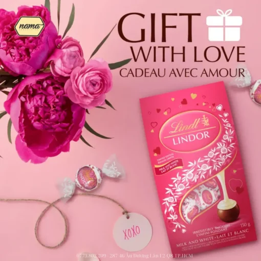 Lindt LINDOR Milk and White Chocolate Valentine’s Truffles